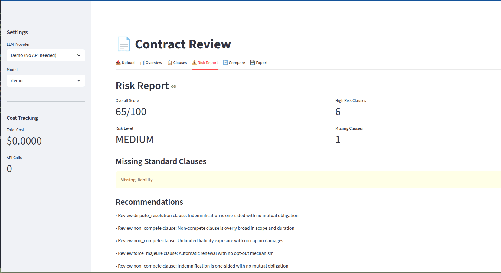 Contract Review - Risk Report