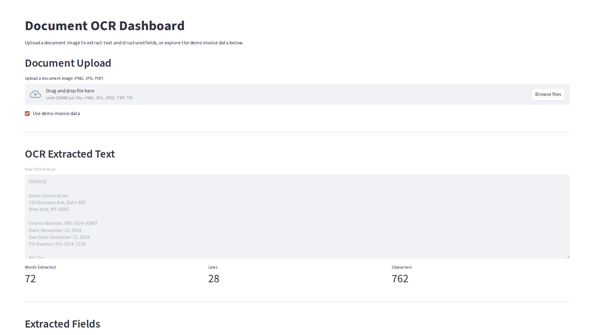 Document OCR - Dashboard